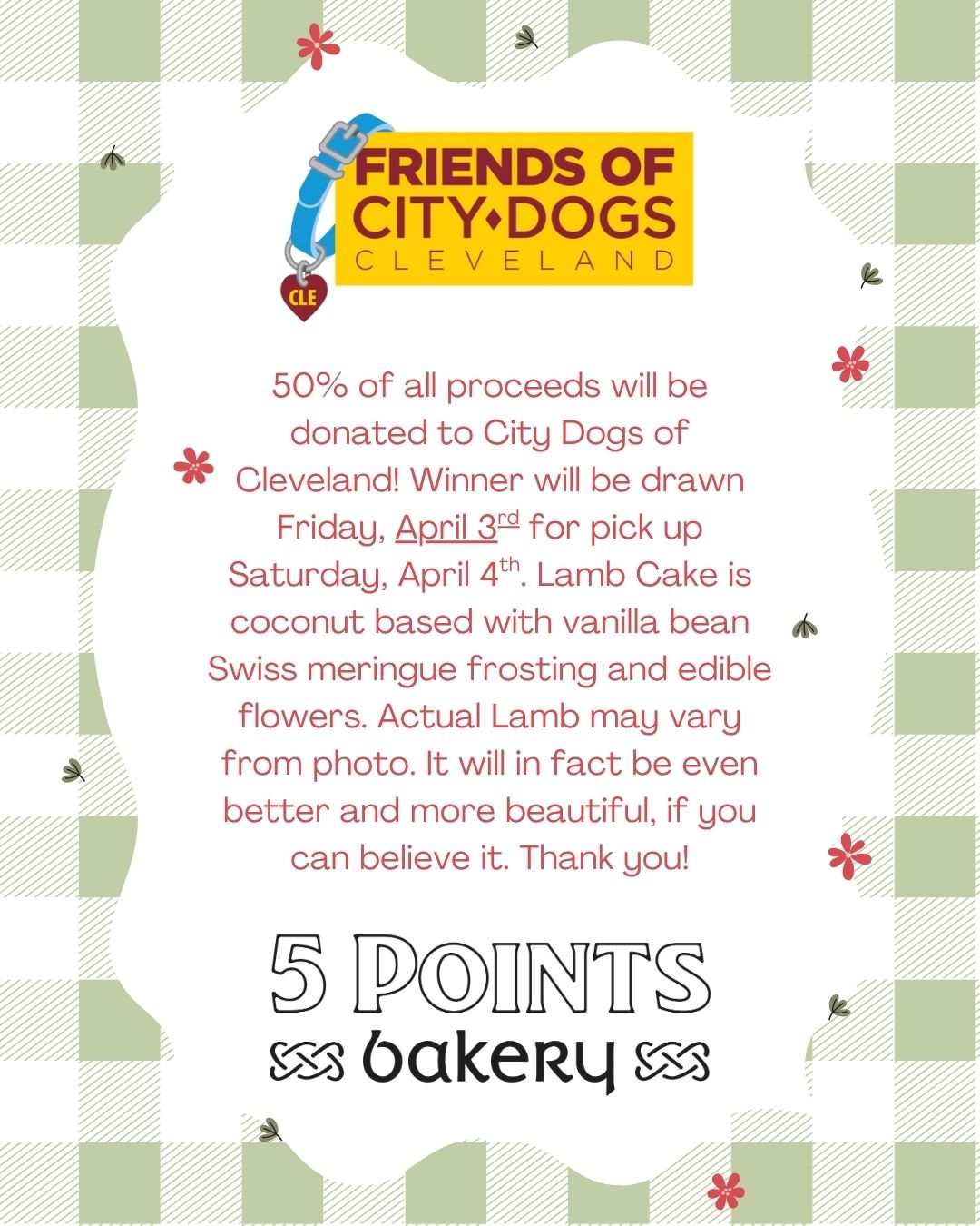 Easter Lamb Cake Raffle Tickets!!